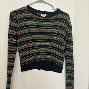 Mossimo Supply Co. Black Multicolor Striped Sweater